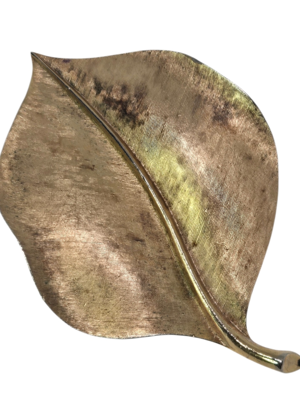 CROWN Trifari Brushed Gold Tone Leaf Brooch Pin - Elegant Women's Jewelry